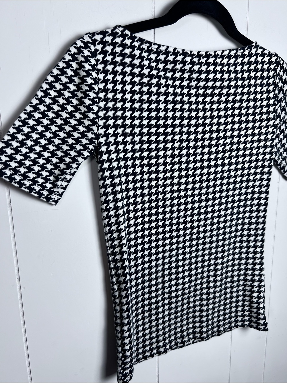 Lauren Ralph Lauren Black and White Houndstooth Short Sleeve Top Cotton size XS - Picture 6 of 11